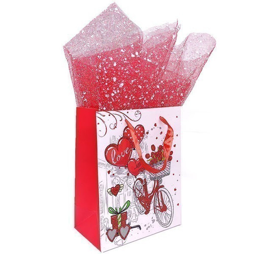Cycle Full of Heart and Flowers Printed Paper Bag (1-3 Items)