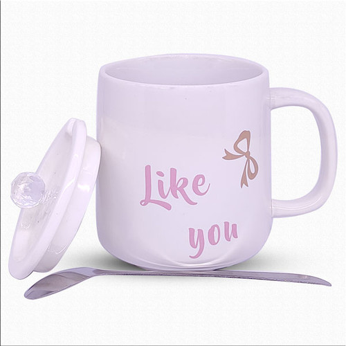 'Like You' Printed Ceramic Coffee Mug With Lid & Spoon