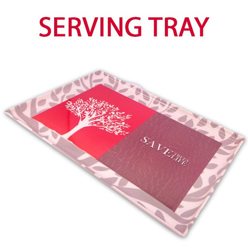'Save Trees' Printed Design Melamine Serving Tray 14" Large