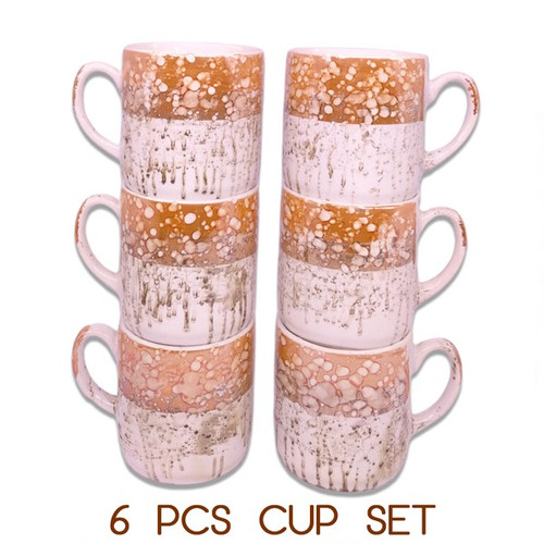 Dirty Wash Design Ceramic Cup Set (Set of 6)