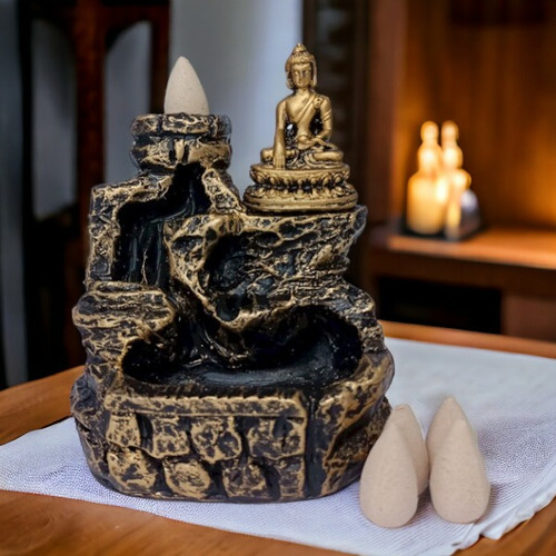 Meditating Lord Buddha Backflow Incense Burner