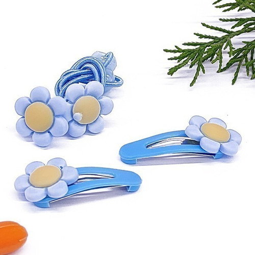 Beautiful Flower Design Mini Baby Hair Clip Set (Blue)