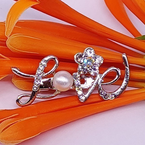Stone & Pearl Studded Love Saree Pin