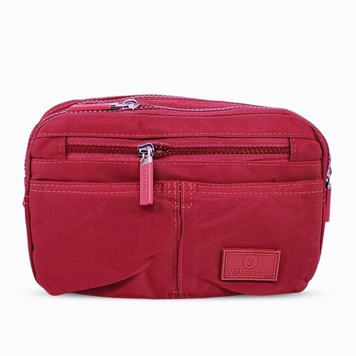 Unisex Nylon Waist Bag (Carmine Red)