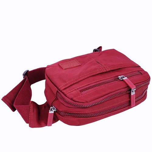 Unisex Nylon Waist Bag (Carmine Red)