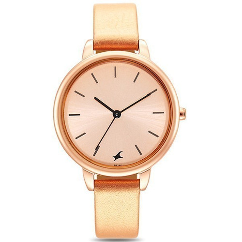 Fastrack Glitch Round Rose Gold Dial Analog Watch For Women - 6234WL01