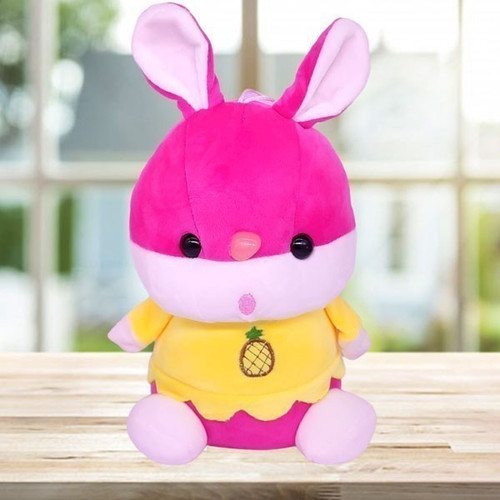 Super Soft Cute Bunny Faced Toy Wearing Yellow T-shirt 12"