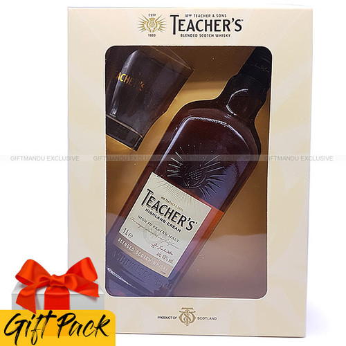 Teacher's Blended Scotch Whisky Gift Pack 1Ltr + Free Glass