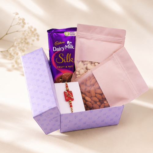 Cadbury Dairy Milk Silk, Dry Nuts and Rakhi Combo