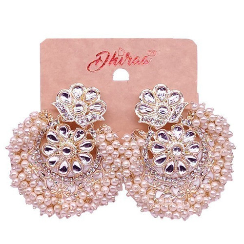 Floral Kundan Design Traditional Pearl Earring