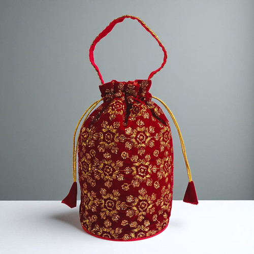 Makhamali Wedding Potli Bag- Design May Vary