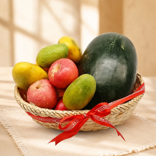 Seasonal Mixed Fresh Fruits in a Basket