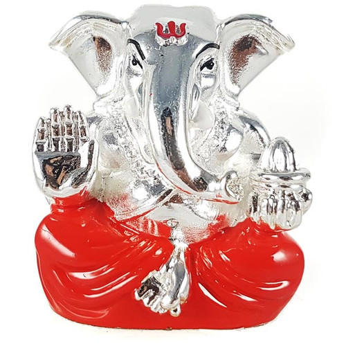 Silver Wax Idol of Lord Ganesh Ji (Red)