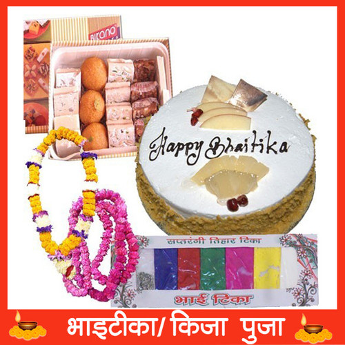 Five Star Cake, Mithai, Tihar Mala Set and Free Tika for Bhai-Tika