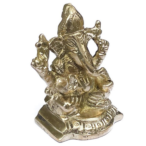 Brass Ganesha Heavy Statue Idol 3"