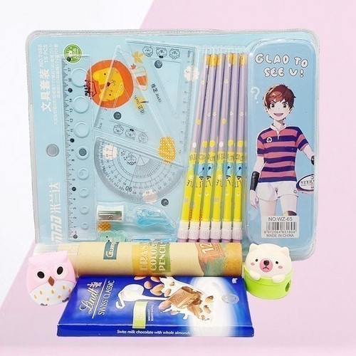Stationery Set With Chocolate Gift For Children (5 Items)