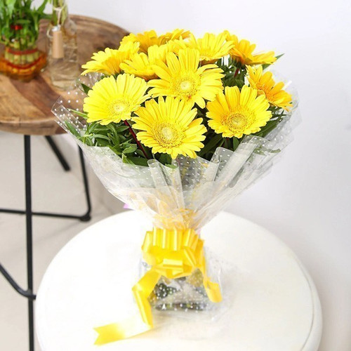 Classic 10 Yellow Gerbera Fresh Flower Bunch