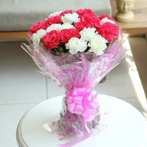 Fresh 20 Mixed Carnations Bouquet