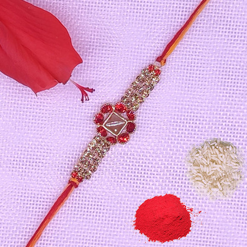 Fancy Crystal Decorated Floral Rakhi Thread