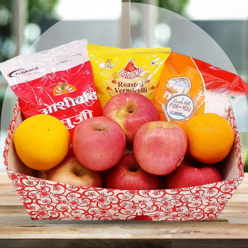 Suji, Sewai, Sabudana & Fruits Hamper Box