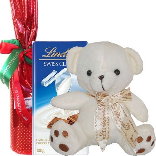 Chocolate Bar, Teddy and Wine Bottle