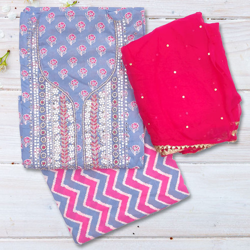 Floral Unstitched Kurtha Suruwal Piece