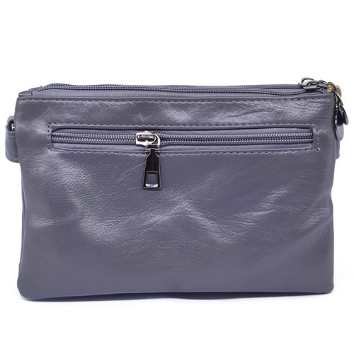 Hand Purse Design Soft Leather Crossbody Bag - Gray