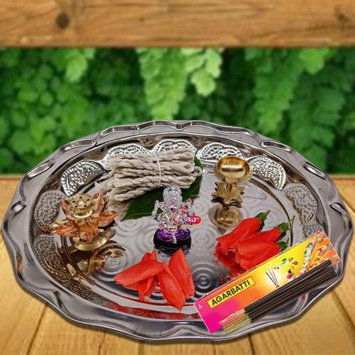 Brass Puja Set Ganpati Thali