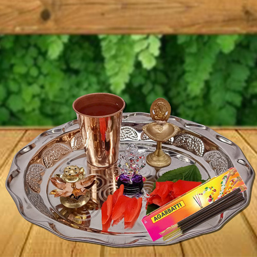 Copper & Brass Puja Thali Set