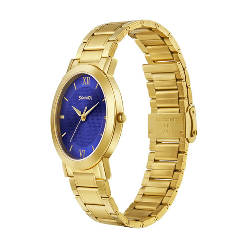 Sonata Golden Stainless Strap Men's Watch - 77108YM01