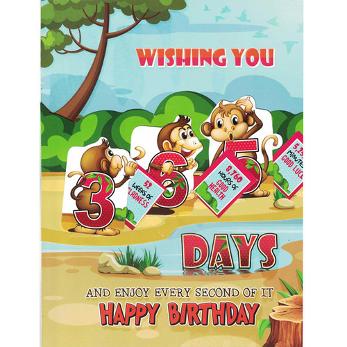 On Your Birthday Monkey Design Greeting Card