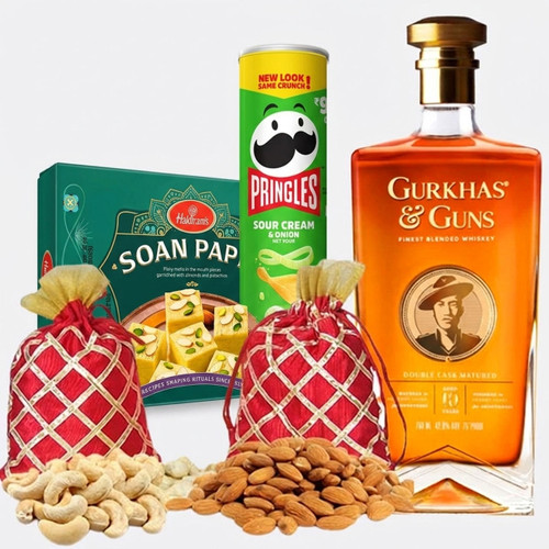 Gurkhas & Guns Whisky with Dry Nuts, Sweets and Chips