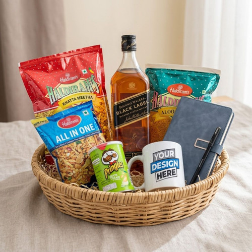 Black Label Whisky with Mug, Namkeen, Pen & Diary Combo