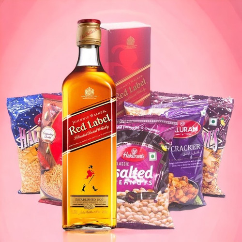 Johnnie Walker Red Label Whisky 1000ml & Namkeens Combo