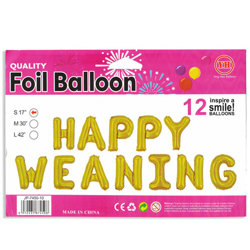 "Happy Weaning" Golden Foil Balloon 17"