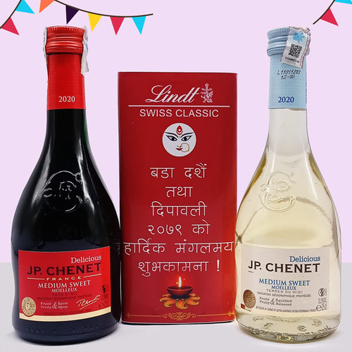 Dashain & Tihar Wishes Lindt Chocolate & JP Chenet Sweet Wine