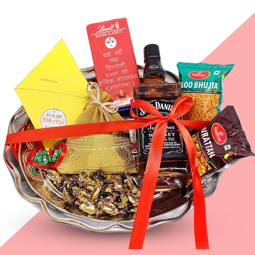 Festive Celebration Tray with Jack Daniel's, Namkeens & Sweets