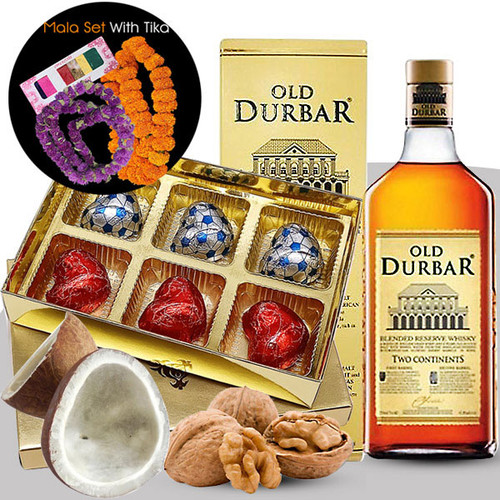 Old Durbar with Chocolates Box, Walnut, Coconut & Mala Set (Free Saptarangi Tika)
