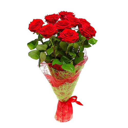 Fresh Natural 9 Red Roses Bunch