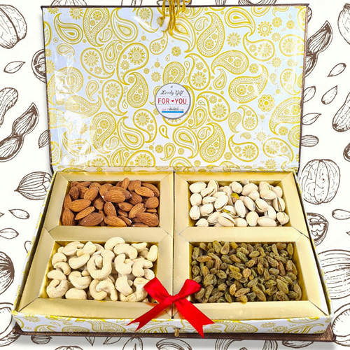 Dry Nuts Decorated Festival Gift Box (Ganesh Brown Cover Box)
