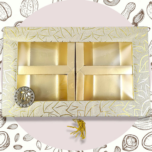 Transparent Cover Golden Rectangular Box - 12.5x8 Inches