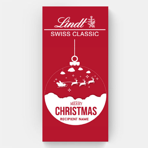 Merry Christmas Lindt Swiss Milk Chocolate with Recipient Name