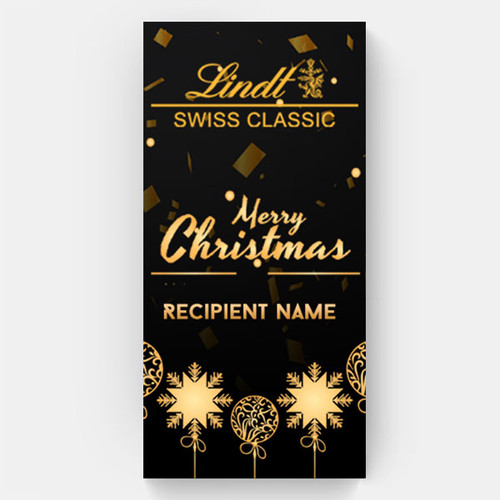 Merry Christmas Lindt Swiss Dark Chocolate with Recipient Name