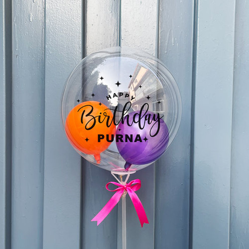 Bubble Balloon with Personalized Happy Birthday Multi Fill