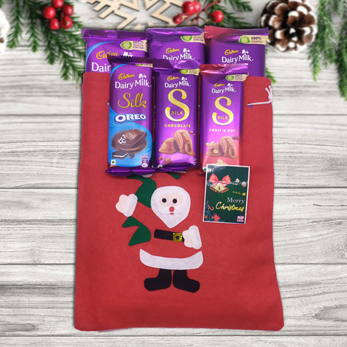 Multi Flavored Cadbury Dairy Milk Chocolates in Xmas Bag