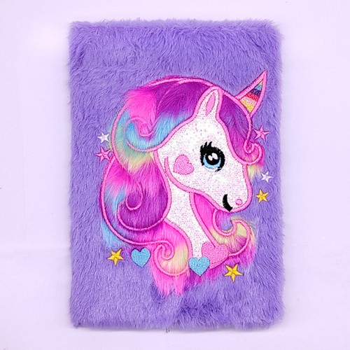 Fluffy Purple Unicorn Diary for Girls