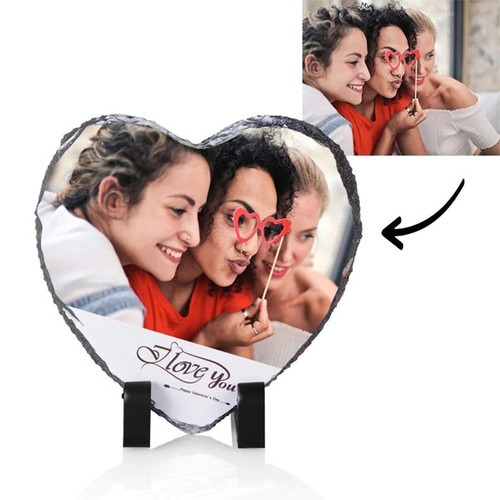 Heart Rock Slate Frame with Customized Photo