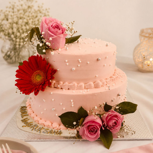 Two Tier Dark & White Cake - Crave Bakery (3lbs)