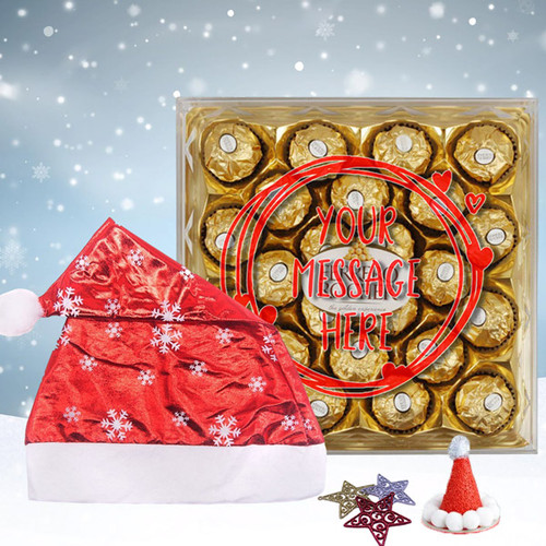Personalized Ferrero Rocher Chocolate Box with Santa Cap