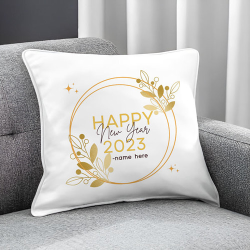 Cushion with Personalized Name Print & New Year's Greetings